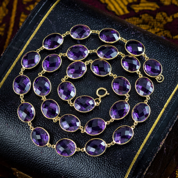 Vintage Amethyst Riviere Necklace 18ct Gold