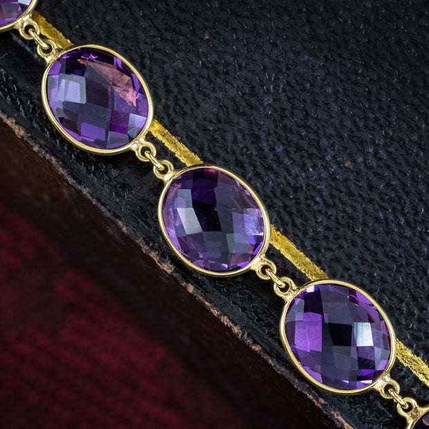 Vintage Amethyst Riviere Necklace 18ct Gold