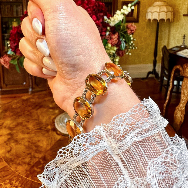Antique Victorian Citrine Bracelet 15ct Gold
