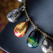 Vintage Gemstone Egg Dropper Necklace 9ct Gold