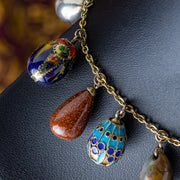 Vintage Gemstone Egg Dropper Necklace 9ct Gold