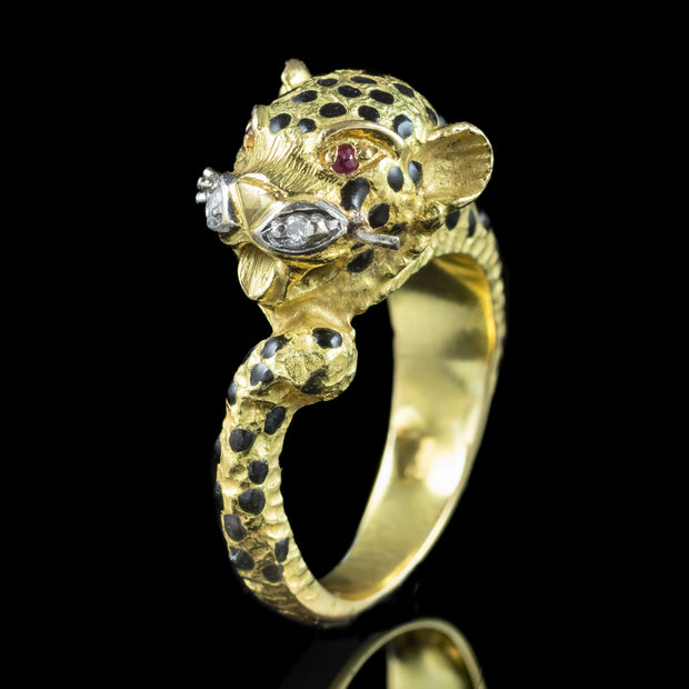 Leopard Ring Ruby Diamond 18ct Gold 