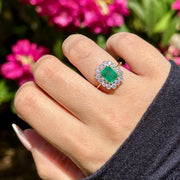 Edwardian Style Emerald Diamond Cluster Ring 2.13ct Emerald