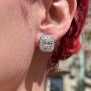 Art Deco Style Diamond Cluster Stud Earrings 2.25ct Total