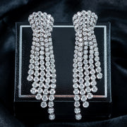 Art Deco Style Diamond Chandelier Tassel Earrings 18ct Gold 6.5ct Total