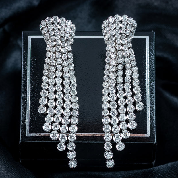 Art Deco Style Diamond Chandelier Tassel Earrings 18ct Gold 6.5ct Total