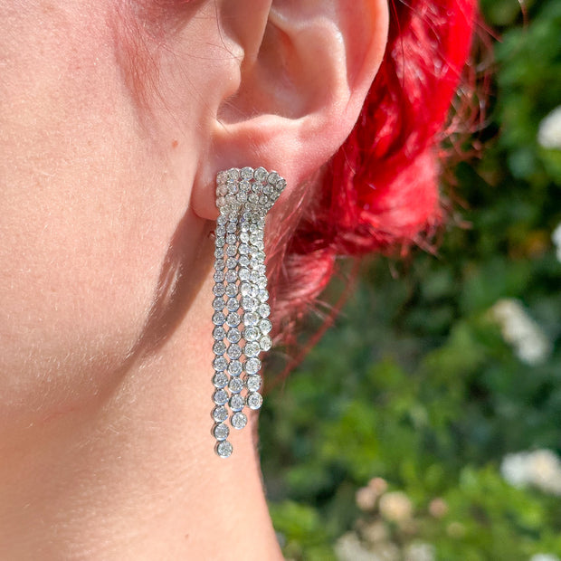 Art Deco Style Diamond Chandelier Tassel Earrings 18ct Gold 6.5ct Total