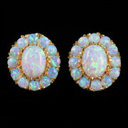 Victorian Style Opal Cluster Earrings Silver 18Ct Gold Gilt Studs