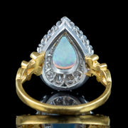 Victorian Style Opal CZ Teardrop Cluster Ring 