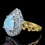 Victorian Style Opal CZ Teardrop Cluster Ring 