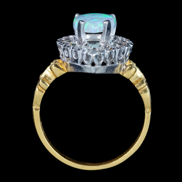 Victorian Style Opal CZ Teardrop Cluster Ring 