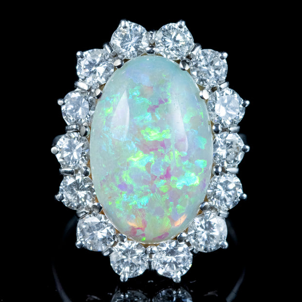 Edwardian Style Opal Diamond Cocktail Ring 10ct Opal 