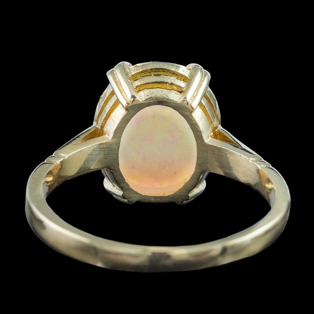 Victorian Style Opal Solitaire Ring 3ct Cultured Opal