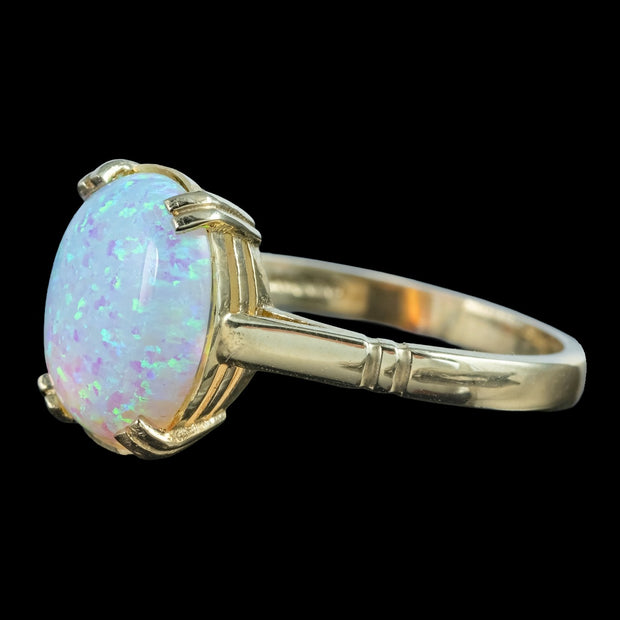 Victorian Style Opal Solitaire Ring 3ct Cultured Opal