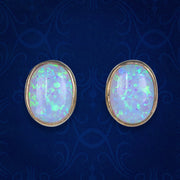 Edwardian Style Opal Stud Earrings 9ct Gold