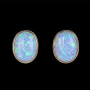 Edwardian Style Opal Stud Earrings 9ct Gold