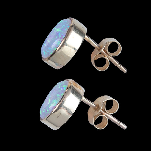 Edwardian Style Opal Stud Earrings 9ct Gold