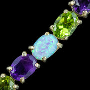 Amethyst Peridot Opal Tennis Bracelet 9ct Gold