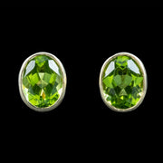 Edwardian Style Peridot Stud Earrings 9ct Gold 