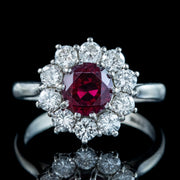 Vintage Ruby Diamond Daisy Cluster Ring 1ct Ruby