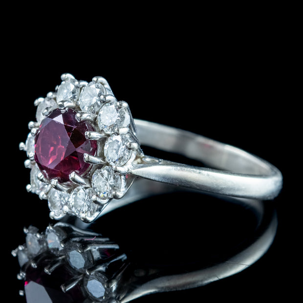 Vintage Ruby Diamond Daisy Cluster Ring 1ct Ruby