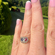 Antique Victorian Cluster Ring Entwined Diamond Sapphire Ruby Heart