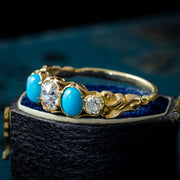 Antique Georgian Turquoise Diamond Five Stone Ring
