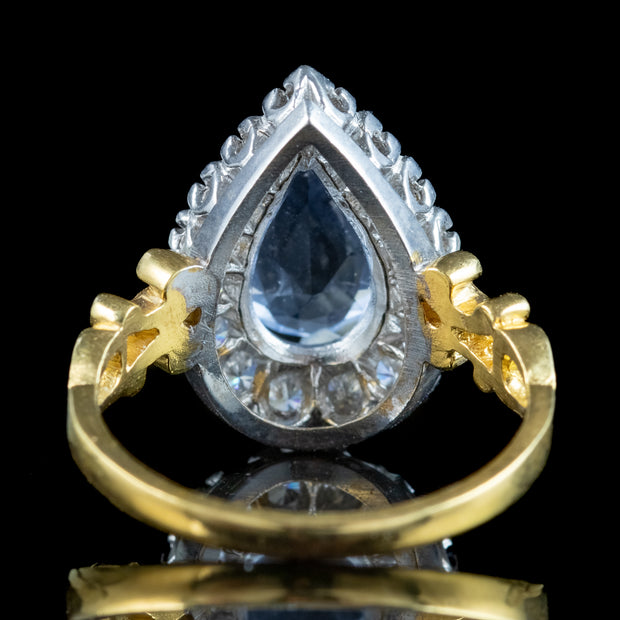 Victorian Style Synthetic Aquamarine CZ Cluster Ring 