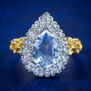 Victorian Style Synthetic Aquamarine CZ Cluster Ring 