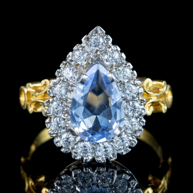 Victorian Style Synthetic Aquamarine CZ Cluster Ring 