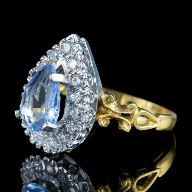 Victorian Style Synthetic Aquamarine CZ Cluster Ring 