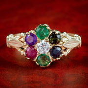 Victorian Style Acrostic Gemstone Cluster Ring Spells Dearest