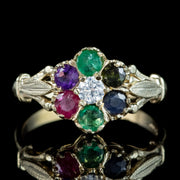 Victorian Style Acrostic Gemstone Cluster Ring Spells Dearest