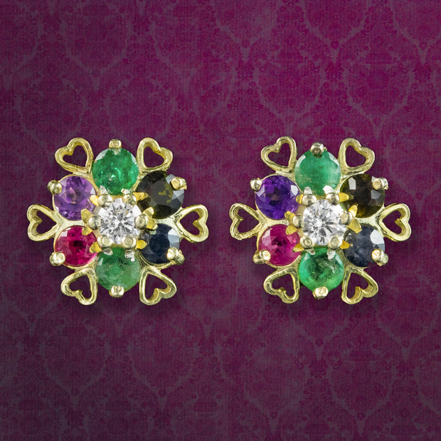 Victorian Style Acrostic Gemstone Dearest Stud Earrings