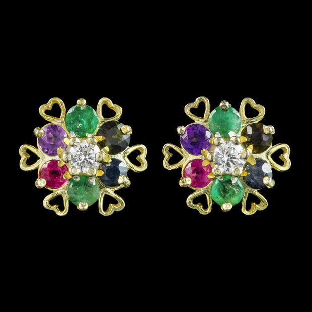 Victorian Style Acrostic Gemstone Dearest Stud Earrings