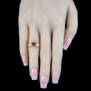Victorian Style Amethyst Claddagh Heart Ring 