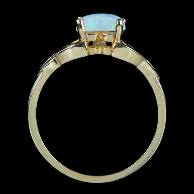 Victorian Style Celtic Opal Heart Ring 1.3ct Opal