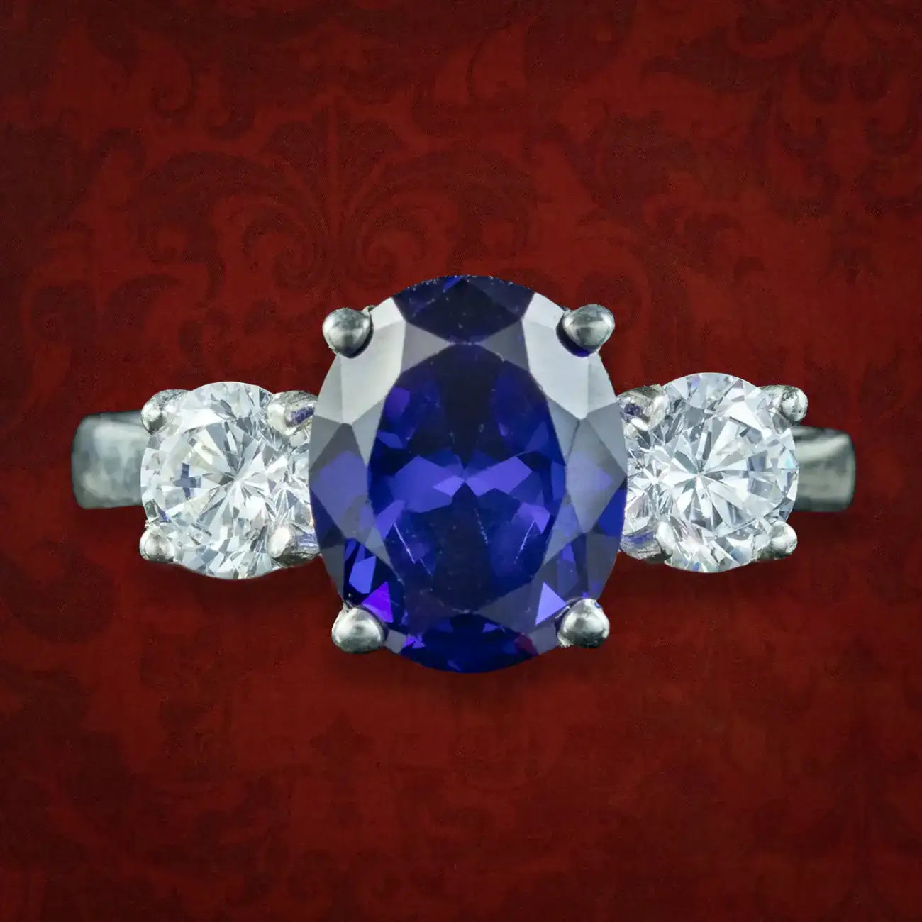 Victorian Style CZ Tanzanite Trilogy Ring