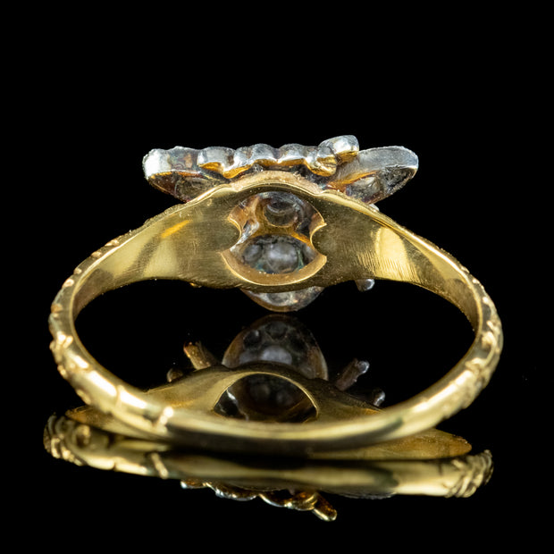 Victorian Style Diamond Bee Ring Ruby Eyes