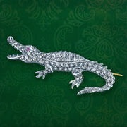 Victorian Style Diamond Crocodile Brooch With Ruby Eye