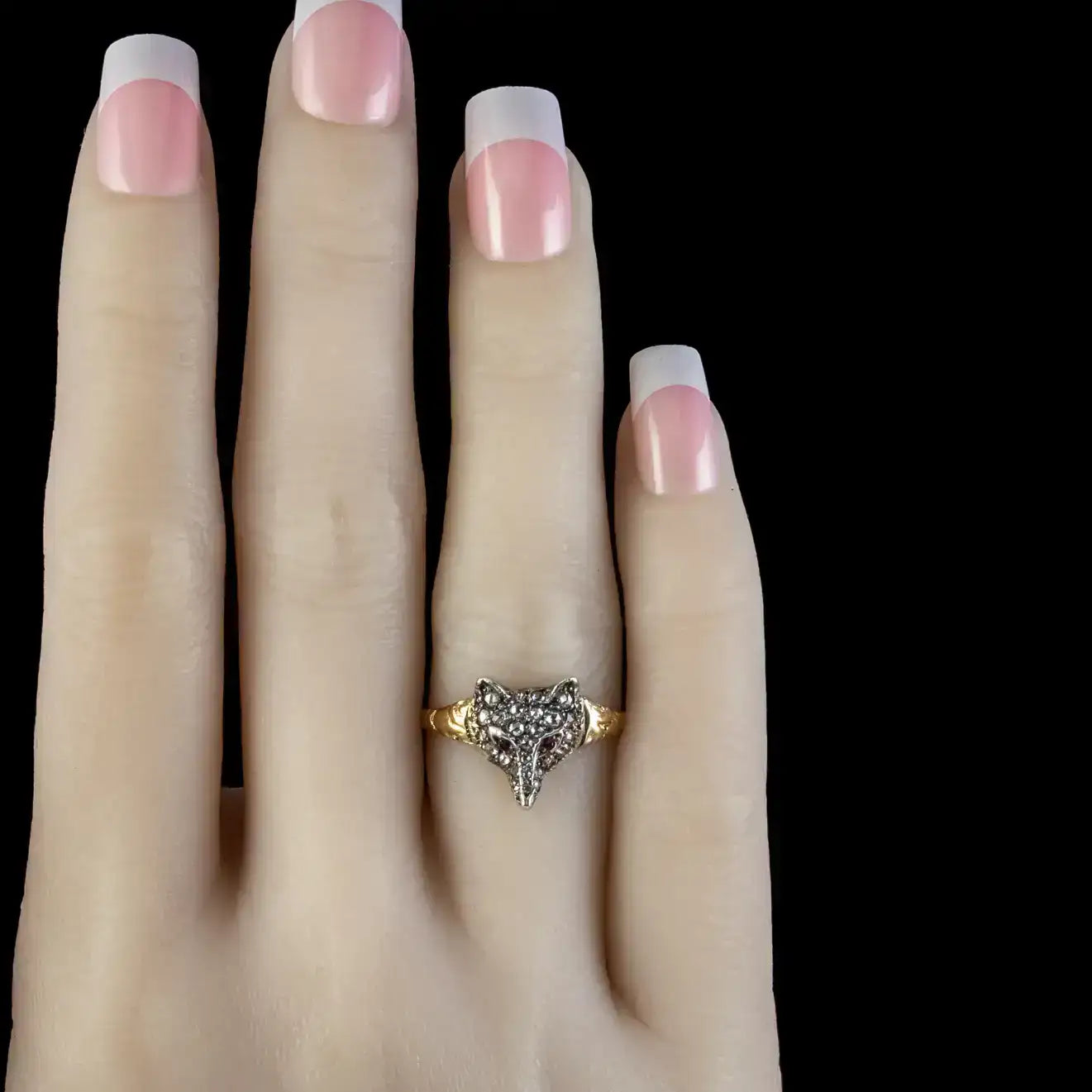 Ruby Fox Victorian Style Diamond Fox Cluster Ring Ruby Eyes – Laurelle Antique ...