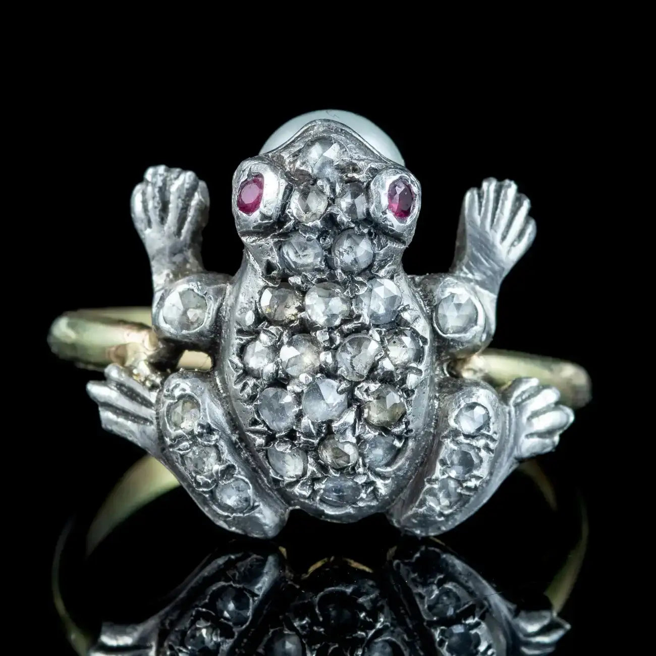 Victorian Style Frog Ring Pearl Diamond – Laurelle Antique Jewellery