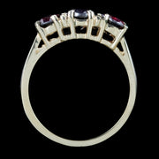 Victorian Style Garnet Diamond Trilogy Ring 