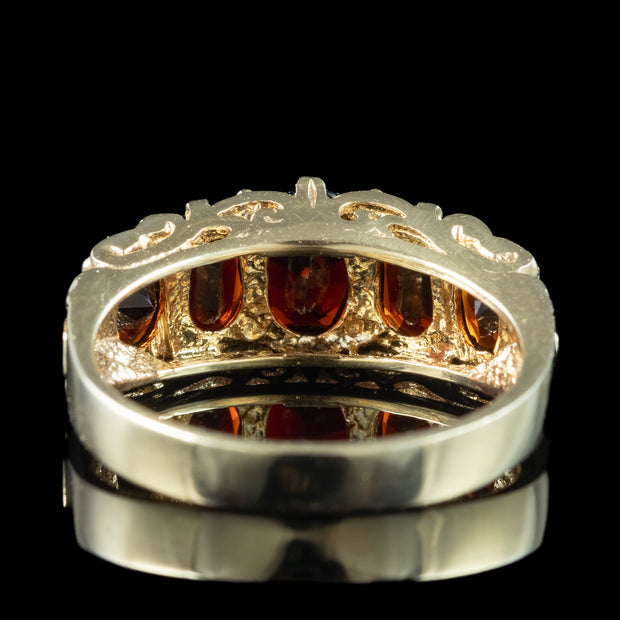 Victorian Style Garnet Five Stone Ring 2.3ct Total