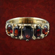 Victorian Style Garnet Five Stone Ring 2.3ct Total