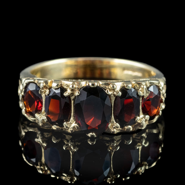 Victorian Style Garnet Five Stone Ring 2.3ct Total