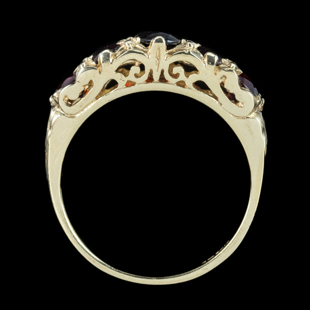 Victorian Style Garnet Five Stone Ring 2.3ct Total