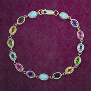 Victorian Style Multi-Gemstone Harlequin Bracelet 9ct Gold