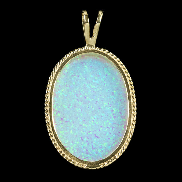 Victorian Style Large Opal Pendant 9ct Gold 20ct Opal