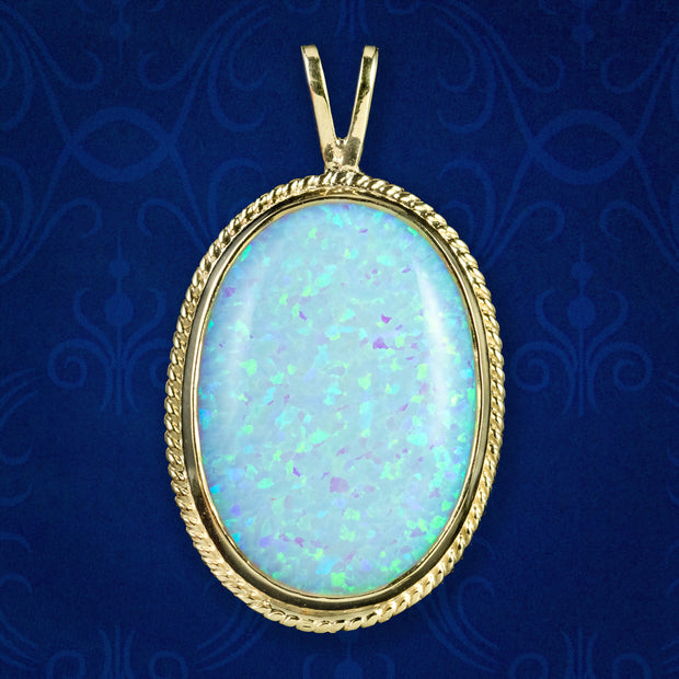 Victorian Style Large Opal Pendant 9ct Gold 20ct Opal